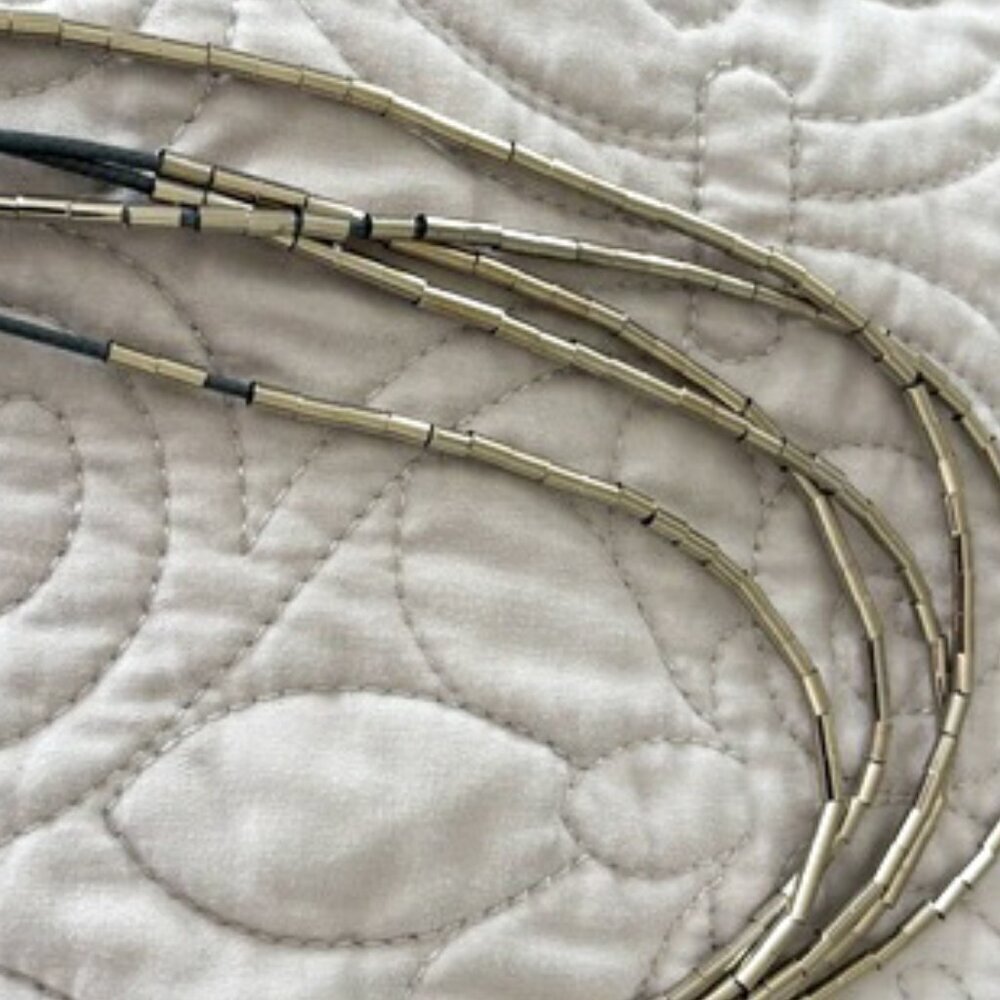 Elegant 5 Strand Gray and Silver 17-inch Silicone Cord Necklace - Picture 8 of 14